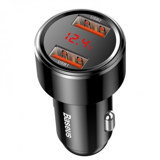 Încărcător auto BASEUS Magic negru, 2xUSB QC 3.0 45W
