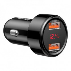 Încărcător auto BASEUS Magic negru, 2xUSB QC 3.0 45W