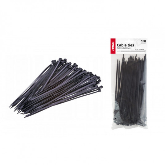 Bandă cu autoblocare neagră 3,6x150mm - 100 buc