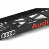 Suport pentru plăcuță de înmatriculare cu inscripție roșu 3D și logo cromat marca Audi