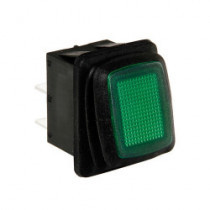 Întrerupător cu indicator verde, etanș 10A 12/24V