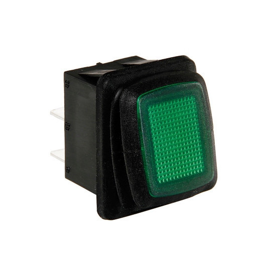 Întrerupător cu indicator verde, etanș 10A 12/24V