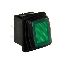 Întrerupător cu indicator verde, etanș 10A 12/24V