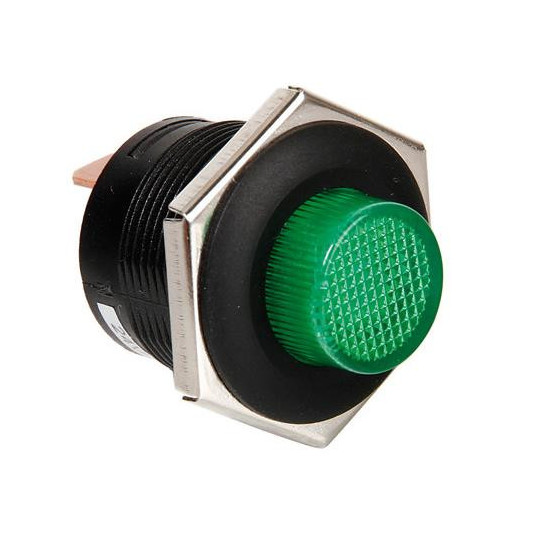 Întrerupător cu buton și indicator LED, verde, 12/24 V