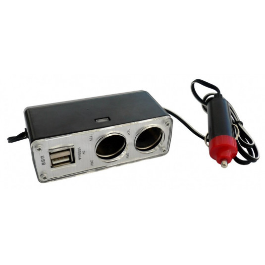 Priză multiaplug pentru aprindere 2+2 USB cu cablu 12/24 V