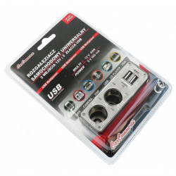 Priză multiaplug pentru aprindere 2+2 USB cu cablu 12/24 V