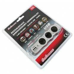 Priză multiplă pentru aprindere 3+1 USB cu cablu 12/24 V