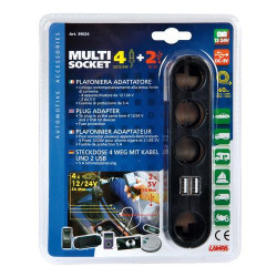 Priză multi cuplă de aprindere 4+2 USB cu cablu 60 cm 12/24 V