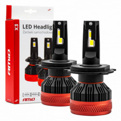 Becuri LED pentru faruri principale H4 X3 Series AMiO (+canbus)
