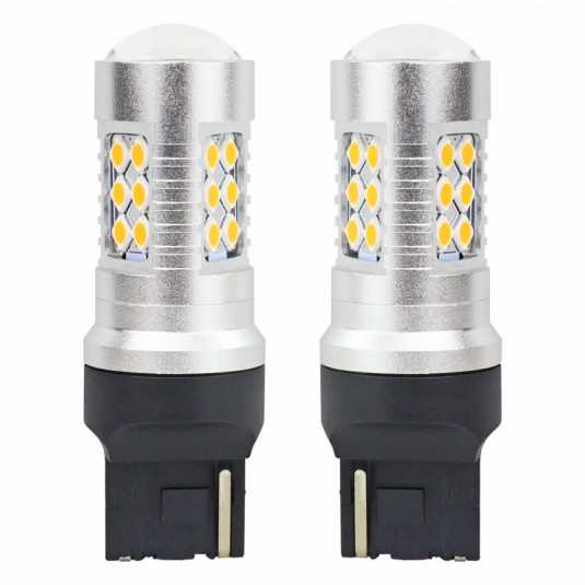 Becuri LED CANBUS 3030 24SMD T20 7440 WY21W Portocaliu 12V/24V 2buc