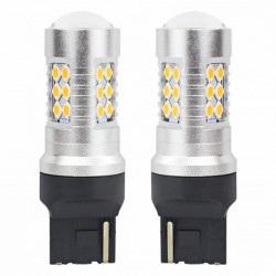 Becuri LED CANBUS 3030 24SMD T20 7440 WY21W Portocaliu 12V/24V 2buc