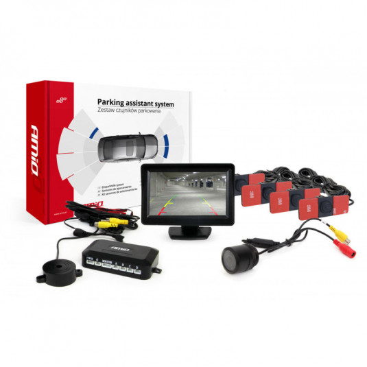 Asistente parcare TFT01 4,3 cu cameră HD-301-IR 4-senzori negru interior