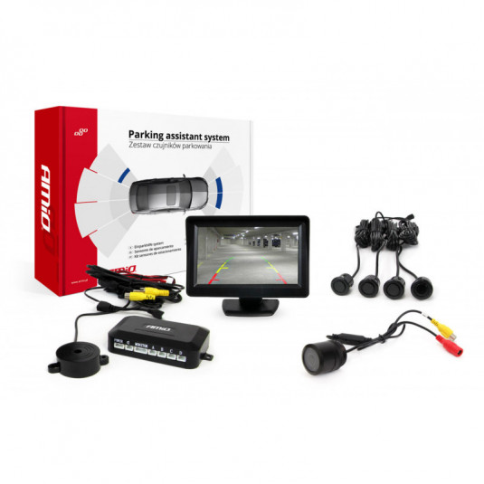 Asistenți de parcare TFT01 4,3 cu cameră HD-301-IR, 4-senzori, negri GOLD
