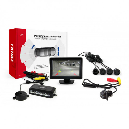 Asistenți de parcare TFT01 4,3 cu cameră HD-305 LED 4-senzori negru