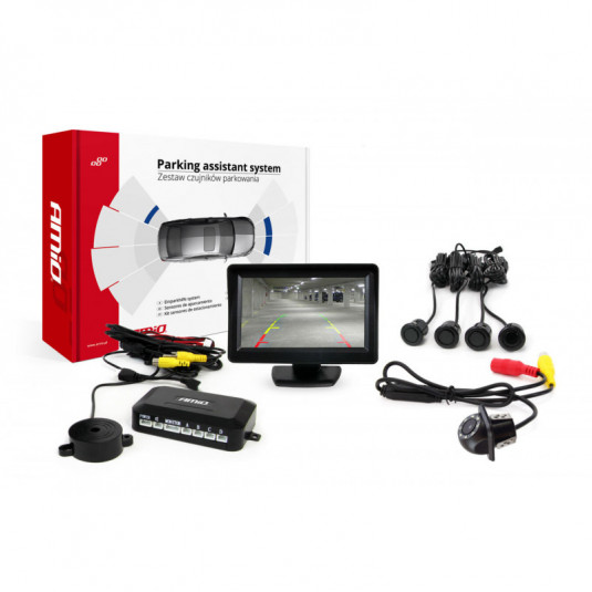 Asistenți de parcare TFT01 4,3 cu cameră HD-305 LED 4-senzori negru GOLD
