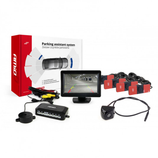 Asistente de parcare TFT01 4,3 cu cameră HD-310 4-senzori negre interioare