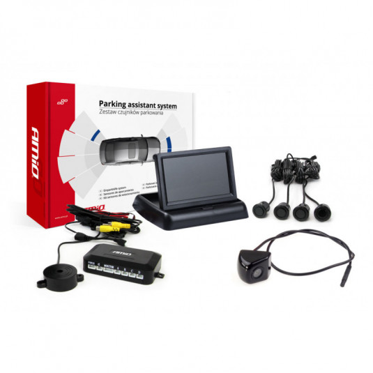 Asistență la parcare TFT01 4,3 cu cameră HD-310 4-senzori, negru GOLD