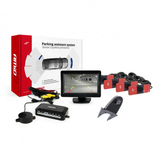 Asistență la parcare TFT01 4,3 cu cameră HD-502-IR 4-senzor negru interior