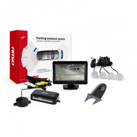 Asistente de parcare TFT01 4,3 cu cameră HD-502-IR 4-senzori, argintiu