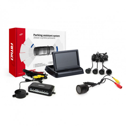 Asistenți de parcare TFT02 4,3 cu cameră HD-301-IR, 4-senzori, negru GOLD