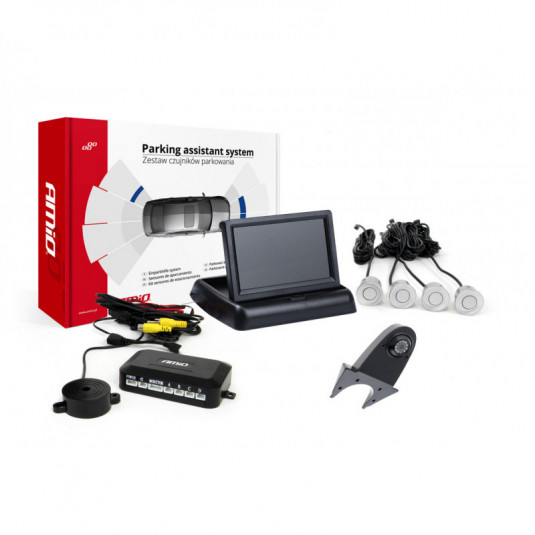 Asistente de parcare TFT02 4,3 cu cameră HD-502-IR 4-senzori, argintiu