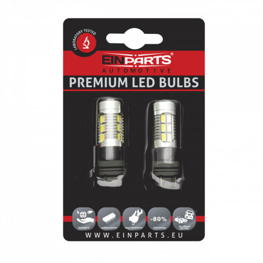 Bec LED P27/7W (22 x SMD 5730) 6000k/portocaliu canbus drl+ blinkr
