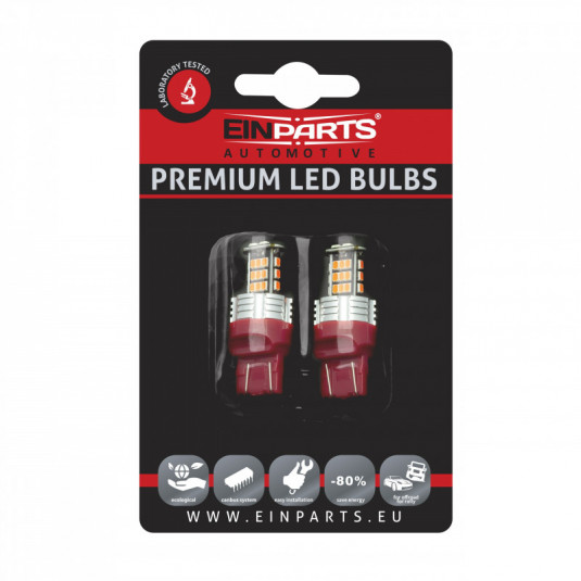 Bec LED W21/5W (30 x SMD 3020) roșu canbus 7443ck 12/24V