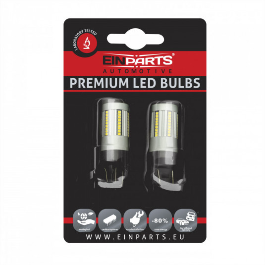 Bec LED W21/5W (66 x SMD 2016) 6000k canbus 7443ck