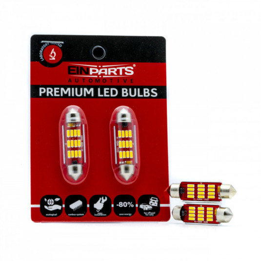 Bec LED C10W 42mm 12 SMD 4014 5000k canbus