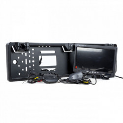Cameră de marșarier în cadru de plăcuță cu 2 ecrane și monitor 7 inchi (wireless)