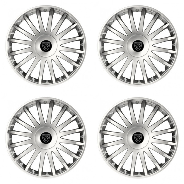 capace pentru Peugeot (logo nou) 16 CRYSTAL silver
