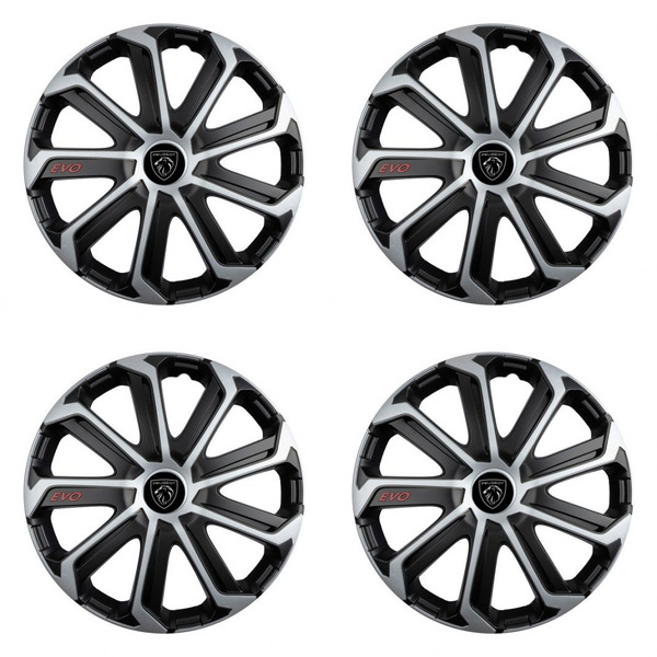 capace pentru Peugeot (logo nou) 16 Evo black&silver