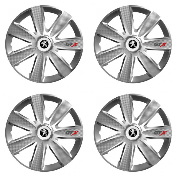 capace pentru Peugeot (logo vechi) 14 GTX CARBON argintiu