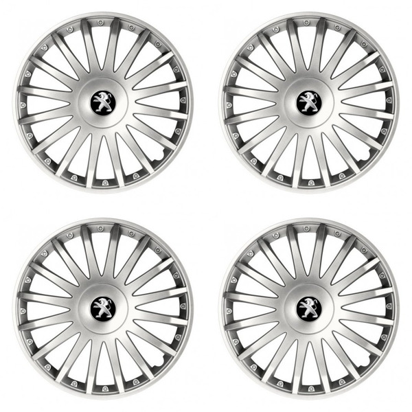 capace pentru Peugeot (logo vechi) 16 CRYSTAL silver