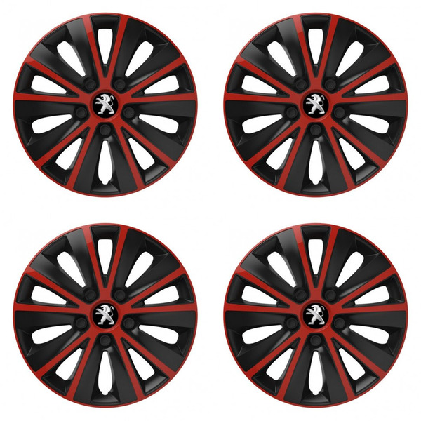 capace pentru Peugeot (logo vechi) 15 RAPIDE red and black