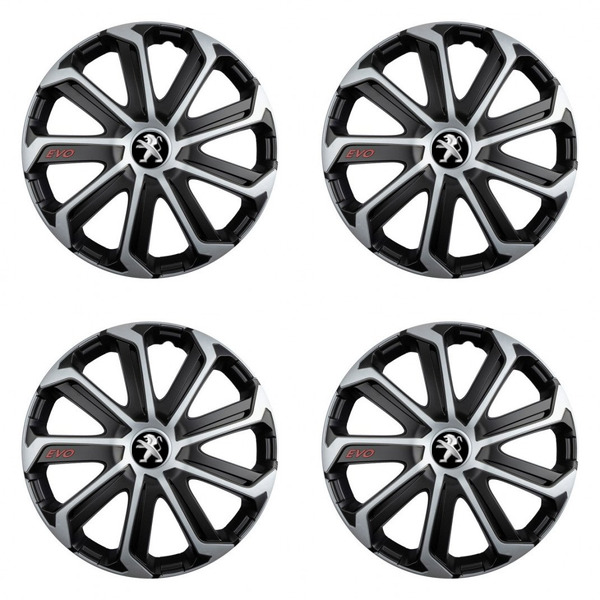capace pentru Peugeot (logo vechi) 14 Evo negru&argintiu