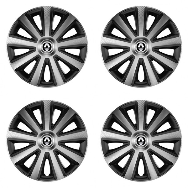 capace pentru Renault (logo vechi) 16 Aviator carbon silver&black